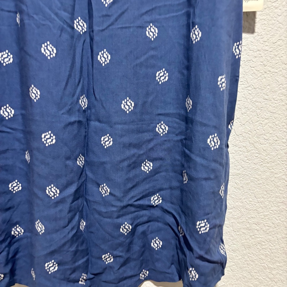 ANA A New Approach Shift Dress Womens Large Blue Geometric V-Neck Rayon Pockets - Picture 4 of 9